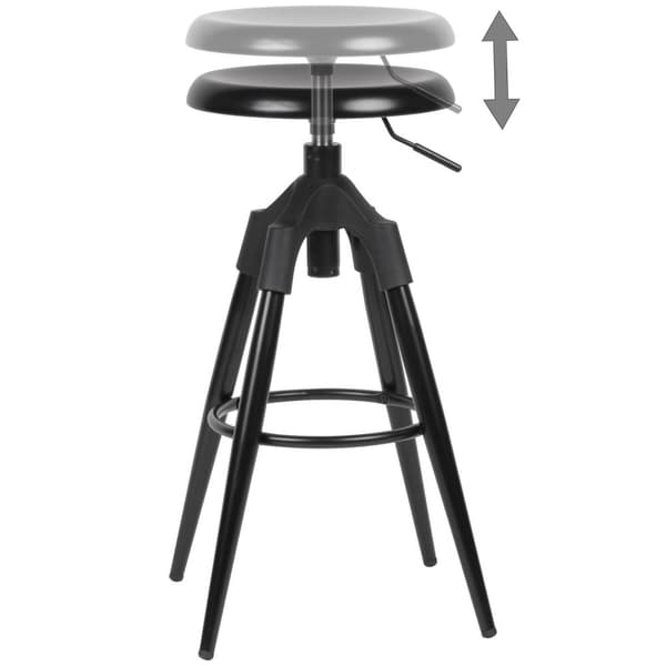 Rootz baarijakkara musta metalli 72-80 cm - Design baarituoli 100 kg maksimikantavuus Työtasojakkara Industrial - Tasotuoli ilman selkänojaa