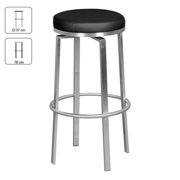 Rootz Durable M8 - Barstol rustfrit stål sort - Barstol moderne - Bordskammel med ben - Drejelig design skammel