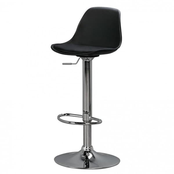 Rootz - Barpall med svart konstläder - Pall är justerbar i höjdled - Designbar pall med ryggstöd