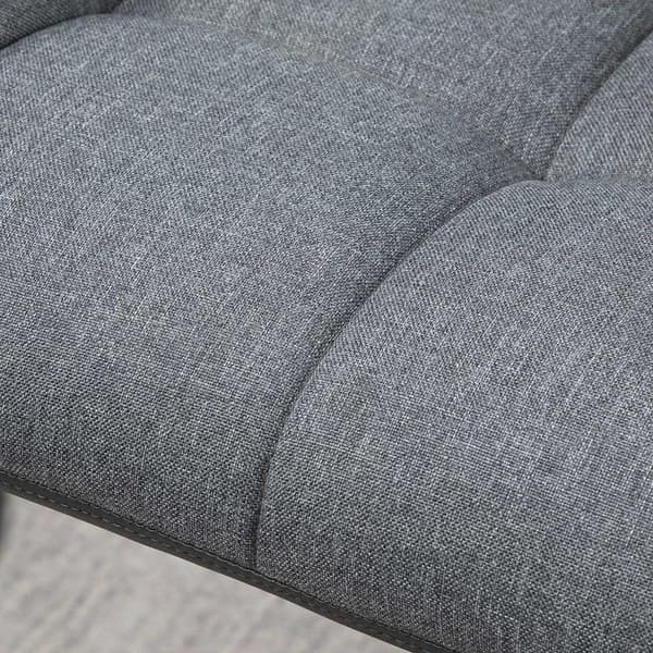 Rootz Barstol - Sæt med 2 barstol - Retro Design - Højdejusterbar - Imiteret læder - Linnedlook - Grå + Sort - 57,5L x 52,5W x 93-114H cm