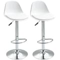 Miniatyrbillede 1 af 7: Rootz Barstole - To sæt barstole - Taburet - Højdejusterbar - Drejelig - Imiteret læder/PP/stål - Hvid - 40 x 42 x 82-104 cm