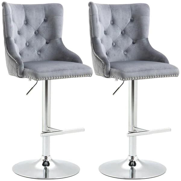 Rootz Barpall - Pall - Set med 2bar pall - Justerbar i höjdled - Vridbar sits - Fotstöd - Stål - Grå - 46 x 55 x 123cm