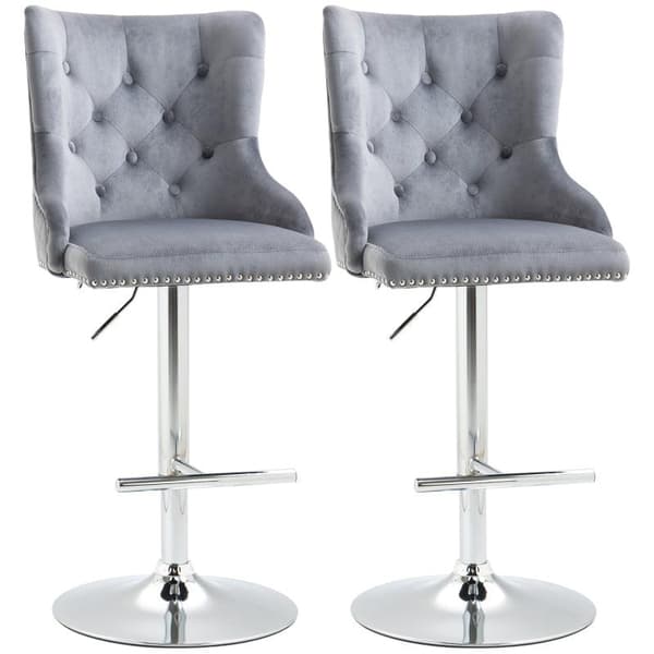 Rootz Barpall - Pall - Set med 2bar pall - Justerbar i höjdled - Vridbar sits - Fotstöd - Stål - Grå - 46 x 55 x 123cm