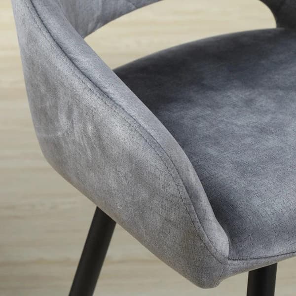 Rootz Sæt Med 2 Barstole I Retro Design - Velvet Look - Inkl. Fodstøtte - Grå - 50 cm x 53 cm x 94 cm