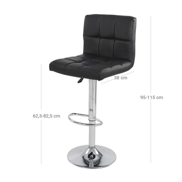 Rootz Barpall - set om 2 Barpall - Justerbar Barpall - Svängbar Barpall - Modern Barpall - Industriell Barpall - Stoppad Barpall - Svart - 44,5 x (95-