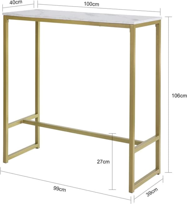 Rootz Kitchen Breakfast Bar Bord - Matbord - Coffee Bar med Golden Metal Ram