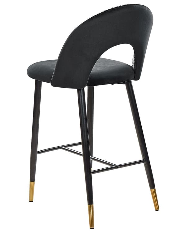 Sett med 2 Barstoler Svart Hvit Fløyel Stål Retro Design Gull Spisestue