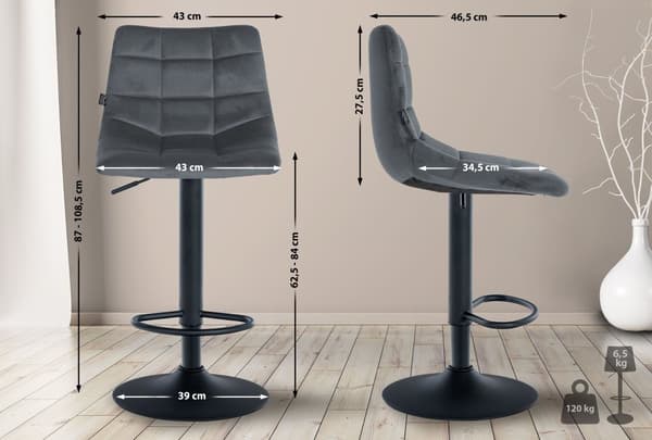 CLP Uppsättning med 2 barstolar Jerry Velvet