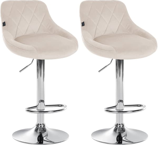 CLP Sæt med 2 barstole Lazio Velvet creme-chrom