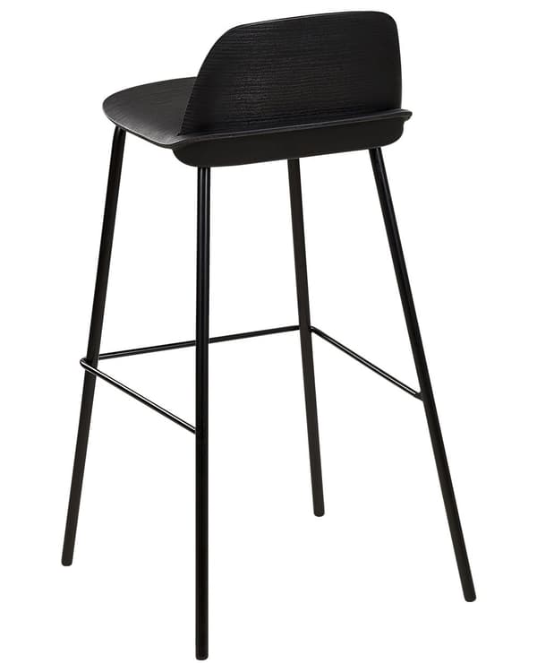 Baarituoli musta 4 kpl muovi istuin teräsjalat 90 cm käsinojaton moderni tyyli