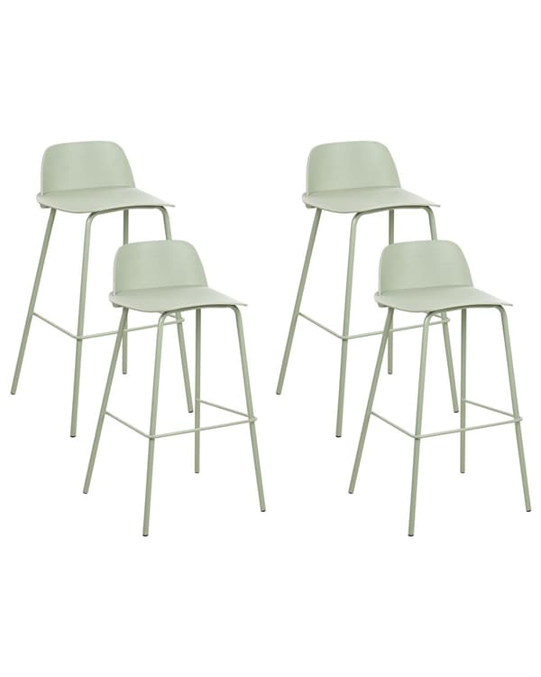 Uppsättning med 4 Barstolar Grön plastsits Metallben 90 cm Syntetisk disk köksstol Modern