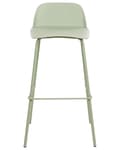 Miniatyrbillede 5 af 9: Sæt med 4 barstole lysegrønt plastsæde metalben 90 cm pastel hocker højt sæde med ryglæn køkkenstol moderne