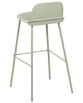 Miniatyrbillede 6 af 9: Sæt med 4 barstole lysegrønt plastsæde metalben 90 cm pastel hocker højt sæde med ryglæn køkkenstol moderne