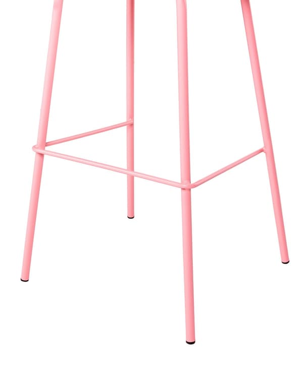 Sæt med 4 barstole lyserød plastsæde metalben 90 cm pastel hocker højt sæde med ryglæn køkkenstol moderne