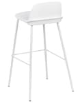 Miniatyrbillede 6 af 9: Sæt med 4 barstole hvidt plastsæde metalben 90 cm hocker højt sæde med ryglæn køkkenstol moderne