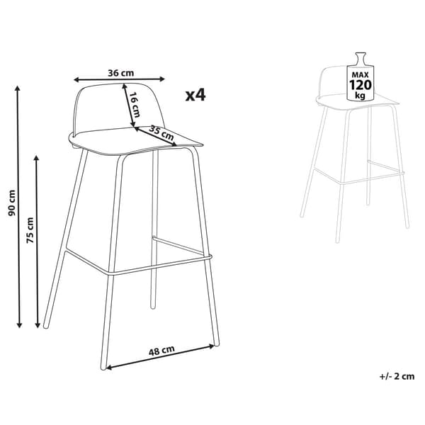 Sett med 4 barstoler Grønn Sete i plast Ben i metall 90 cm Moderne design Kjøkkenbenk Kjøkkenøy