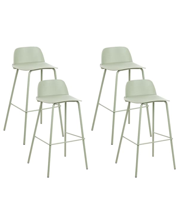 Sett med 4 barstoler Grønn Sete i plast Ben i metall 90 cm Moderne design Kjøkkenbenk Kjøkkenøy