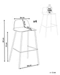 Miniatyrbilde 3 av 9: Sett med 4 barstoler Hvit Sete i plast Ben i metall 90 cm Moderne design Kjøkkenbenk Kjøkkenøy