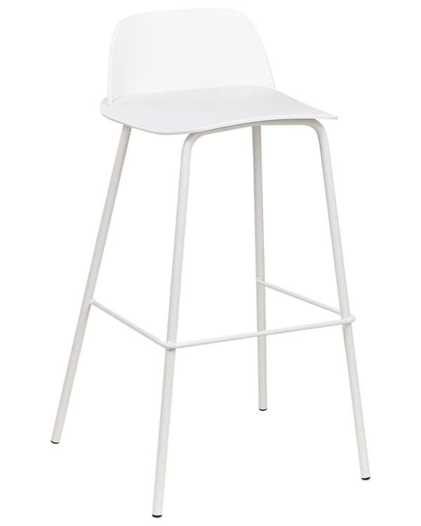 Sett med 4 barstoler Hvit Sete i plast Ben i metall 90 cm Moderne design Kjøkkenbenk Kjøkkenøy