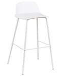 Miniatyrbilde 4 av 9: Sett med 4 barstoler Hvit Sete i plast Ben i metall 90 cm Moderne design Kjøkkenbenk Kjøkkenøy