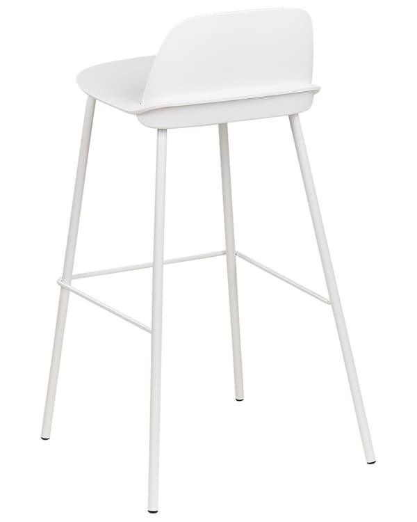 Sett med 4 barstoler Hvit Sete i plast Ben i metall 90 cm Moderne design Kjøkkenbenk Kjøkkenøy