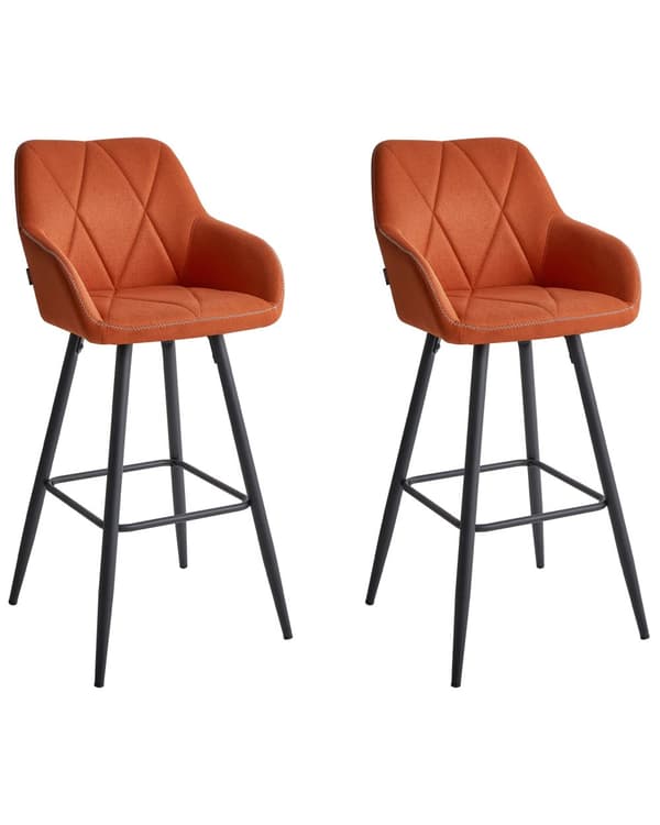 Barstol Orange Polyester Høj Køkkenstol Justerbar Counterstol med Ryglæn Design til Køkkenø Inspiration