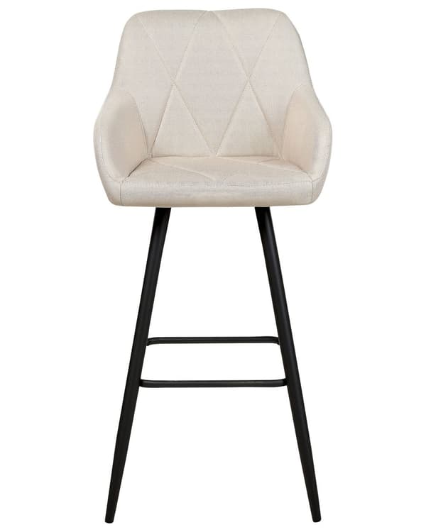 Barstol Beige Polyester Sæt af 2 Høj Køkkenstol Justerbar Counterstol med Ryglæn Design til Køkkenø Inspiration