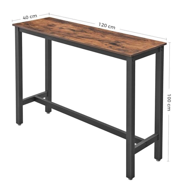 Rootz-pöydät - Baaripöytä - Tukeva metallirunko - Teollinen muotoilu - vintage ruskea - musta (120 x 40 x 100 cm)