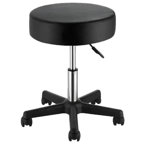 400 lbs lastkapacitet 460-605mm justerbar höjd 360° rullande rund pall med 5 hjul, 40cm diameter förtjockad sittdyna, robust struktur