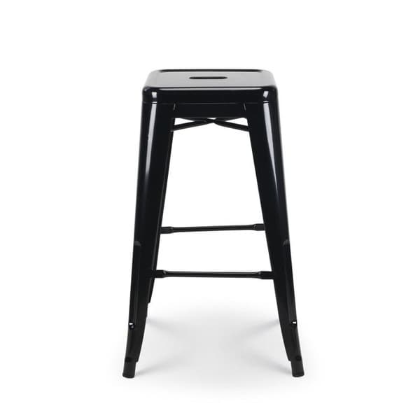 Set med 4 svarta metallbarstolar i industriell stil - Utan ryggstöd - Höjd 66 cm