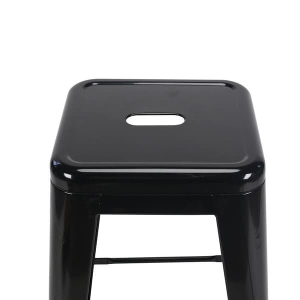 Set med 4 svarta metallbarstolar i industriell stil - Utan ryggstöd - Höjd 66 cm