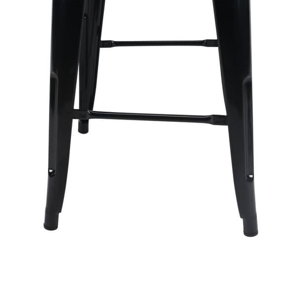 Set med 4 svarta metallbarstolar i industriell stil - Utan ryggstöd - Höjd 66 cm