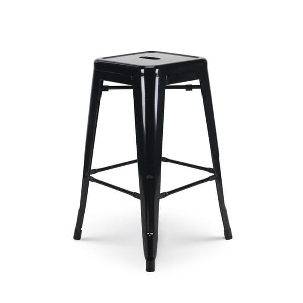 Set med 4 svarta metallbarstolar i industriell stil - Utan ryggstöd - Höjd 66 cm