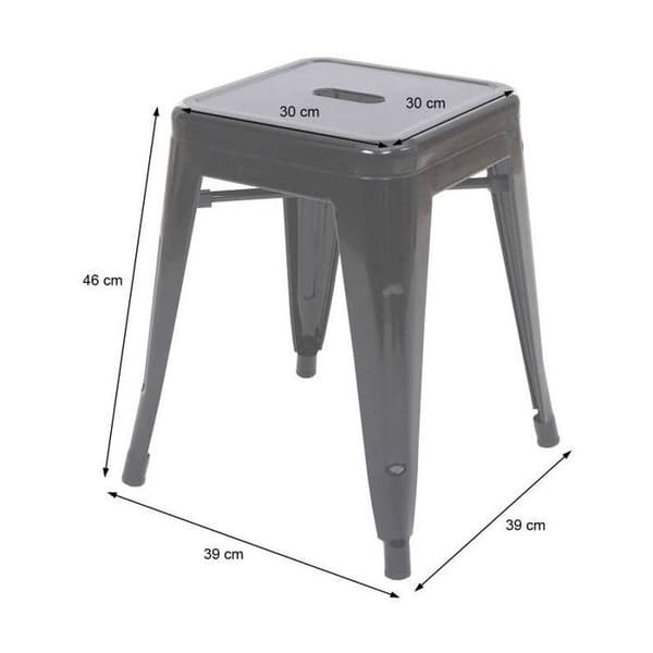 Svart metallpall - Höjd 46 cm