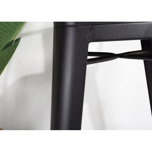 Svart metallbarstol i industristil med ryggstöd och sits i ljust trä - Höjd 66cm