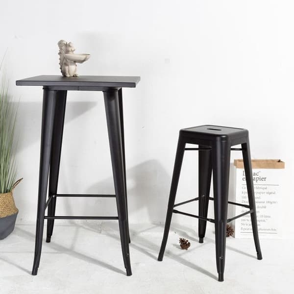 Svart metallbarstol - Höjd 76 cm