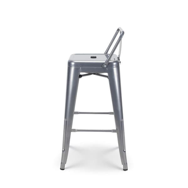 KOSMI - Silver råmetall barstol med ryggstöd - Sitthöjd 66cm