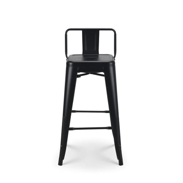 Set om 4 svarta metallbarstolar i industriell stil - Med ryggstöd - Höjd 66 cm