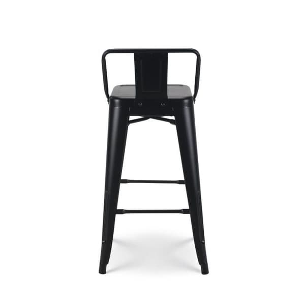 Set om 4 svarta metallbarstolar i industriell stil - Med ryggstöd - Höjd 66 cm