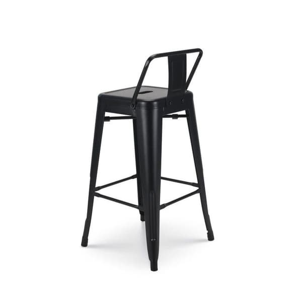 Set om 4 svarta metallbarstolar i industriell stil - Med ryggstöd - Höjd 66 cm