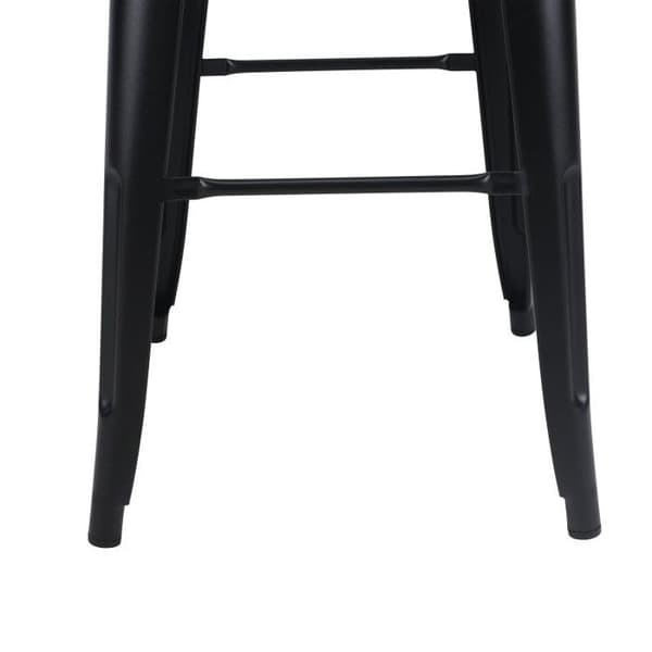 Svart metall barstol i industriell stil med mörk träseat - Höjd 76 cm