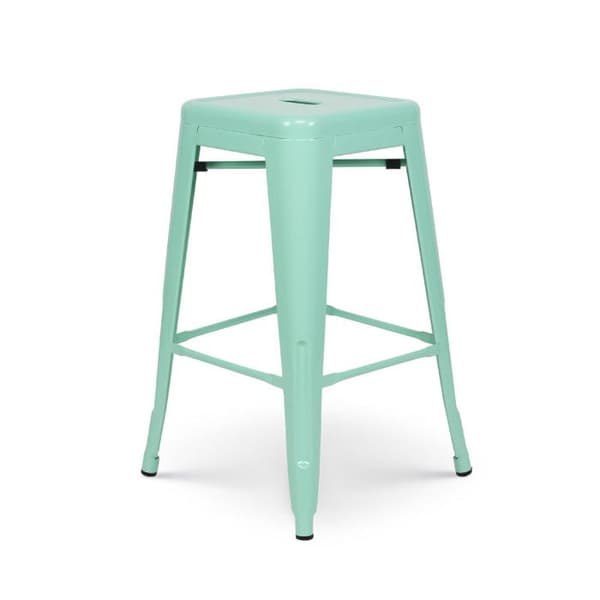 KOSMI - Set med 4 glänsande mintgröna barstolar i industristil - Höjd 66cm