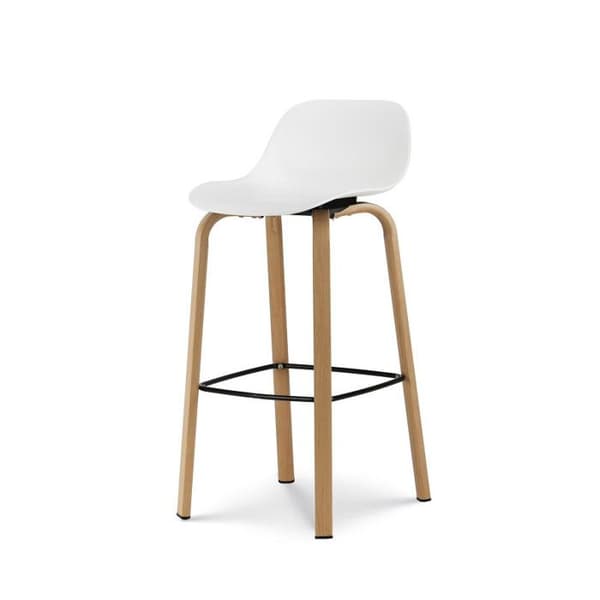 KOSMI - Set med 2 vita barstolar i skandinavisk stil med metallben i träeffekt - Höjd 66 cm