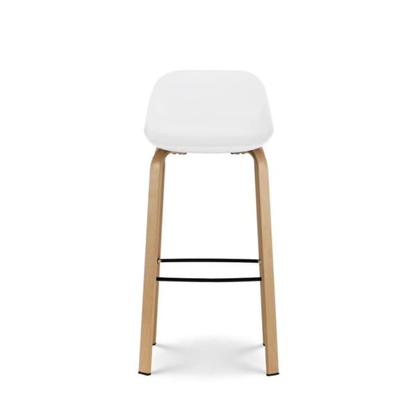 KOSMI - Set med 2 vita barstolar i skandinavisk stil med metallben i träeffekt - Höjd 66 cm