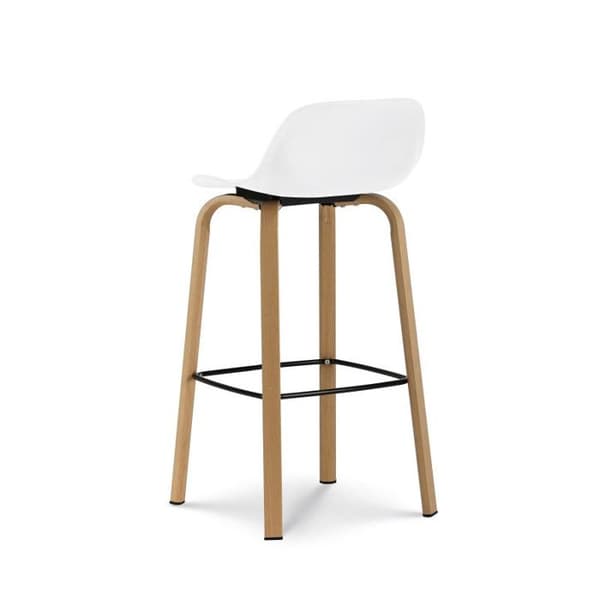 KOSMI - Set med 2 vita barstolar i skandinavisk stil med metallben i träeffekt - Höjd 66 cm