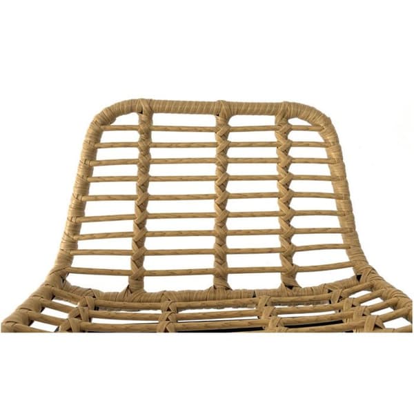 KOSMI - Set med 2 barstolar i naturstil med rottinglook i vävt harts och svarta metallben - Höjd 63 cm