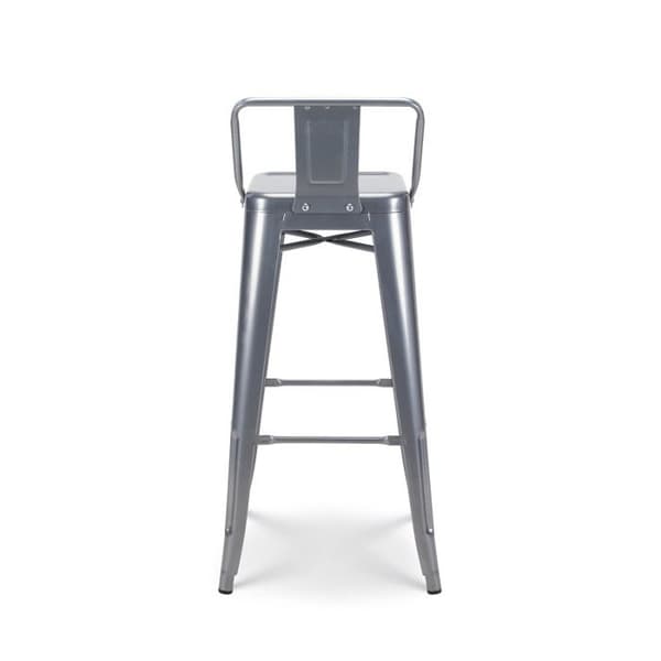 Barstol i silver metall med ryggstöd - Höjd 76 cm
