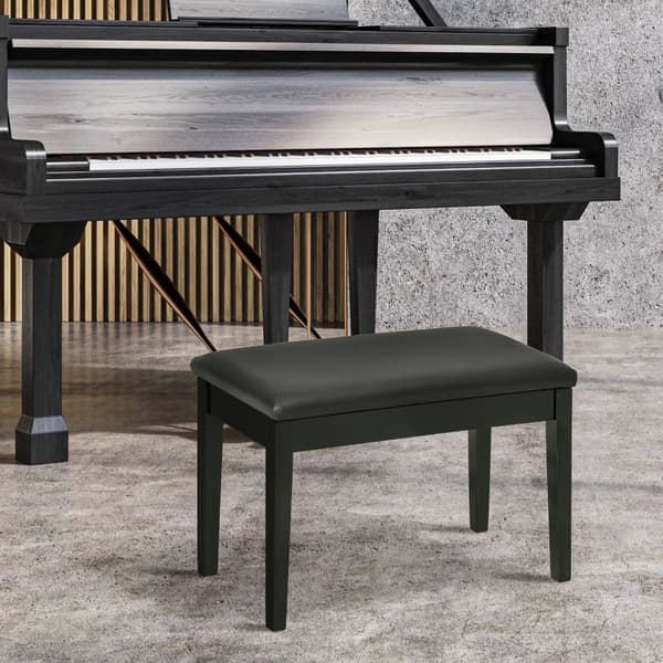 Rootz klaverbænk - 1 person - Polstret - Gummitræ - Kunstlæder - Solid siddeplads - Træben - Sort - 75L x 35W x 49H cm