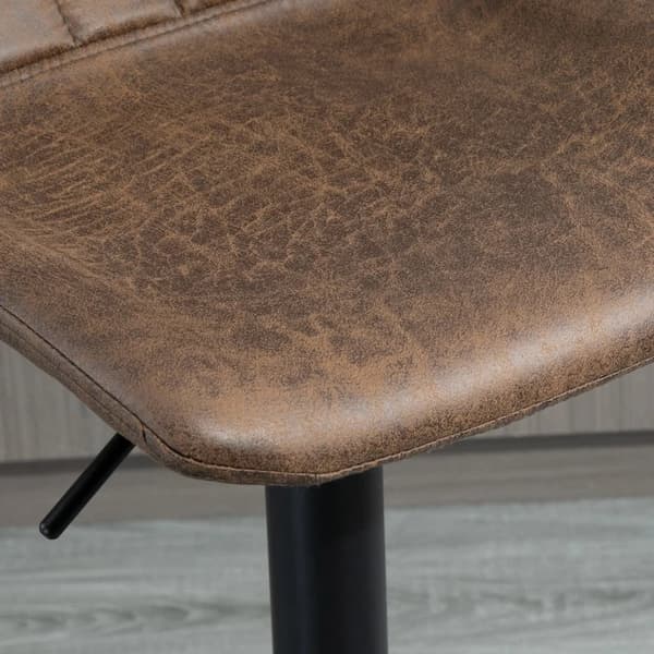 Rootz set med 2 barstolar i retrodesign - inklusive fotstöd - justerbar i höjdled - gaslyft - brun + svart - 43L x 46,5W x 89-110H cm