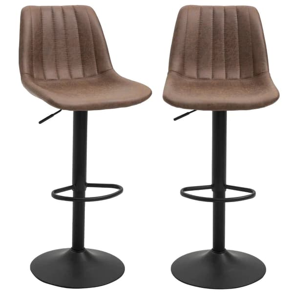Rootz set med 2 barstolar i retrodesign - inklusive fotstöd - justerbar i höjdled - gaslyft - brun + svart - 43L x 46,5W x 89-110H cm